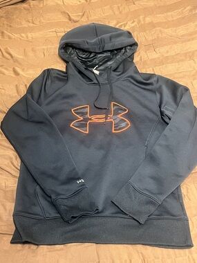 Under Armour women's Black Crewneck Hoodie with neon pink Logo